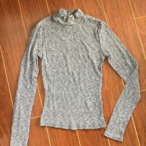 Grey Ribbed Mock Neck
